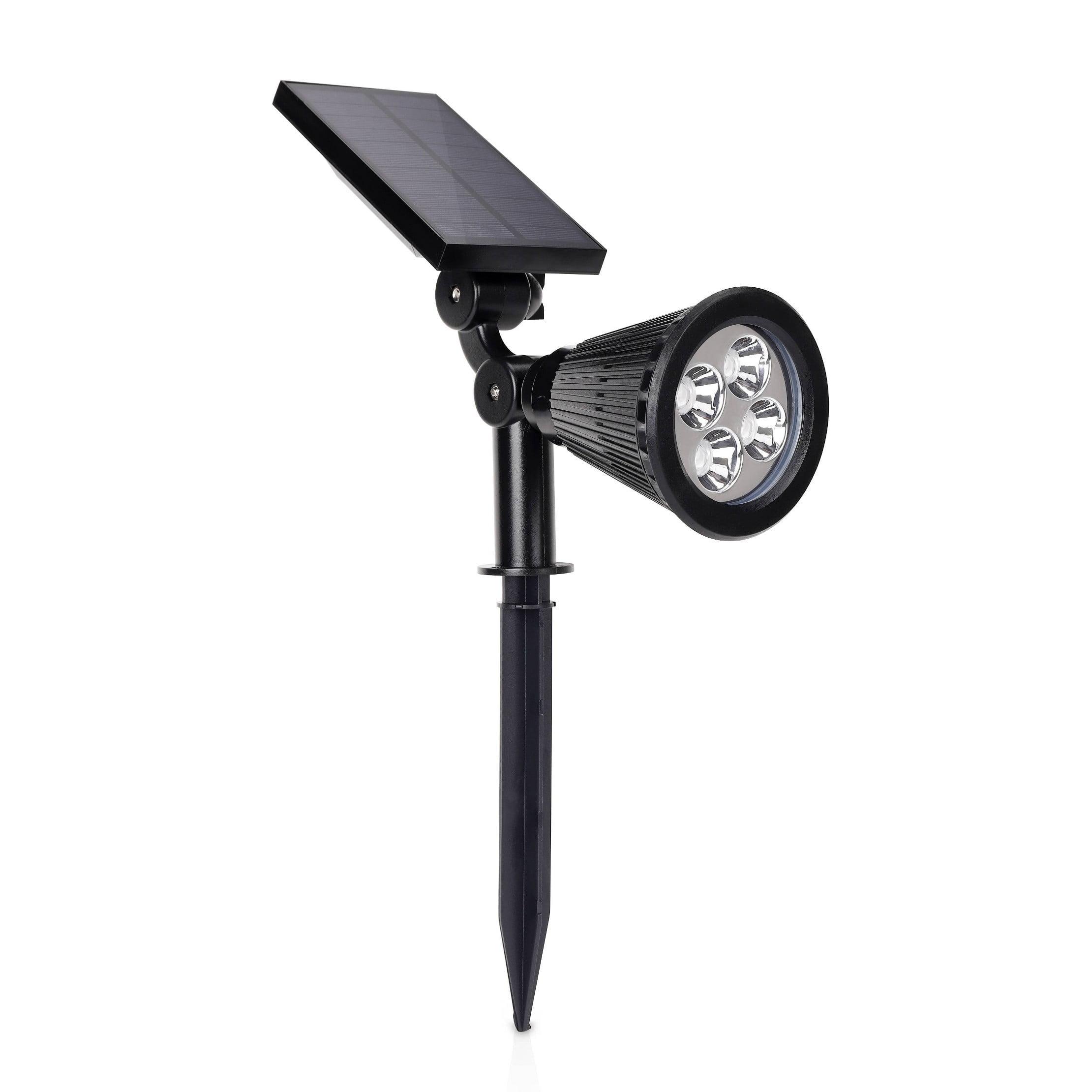 Black Solar Powered Adjustable LED Landscape Spotlights, 2-Pack