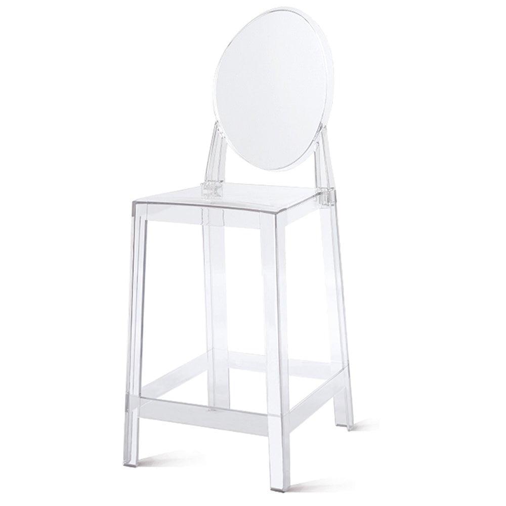2xhome 25" Seat Height Transparent Kitchen Barstool, Modern Ghost Accent Side Armless Counter Stool With Back, Clear
