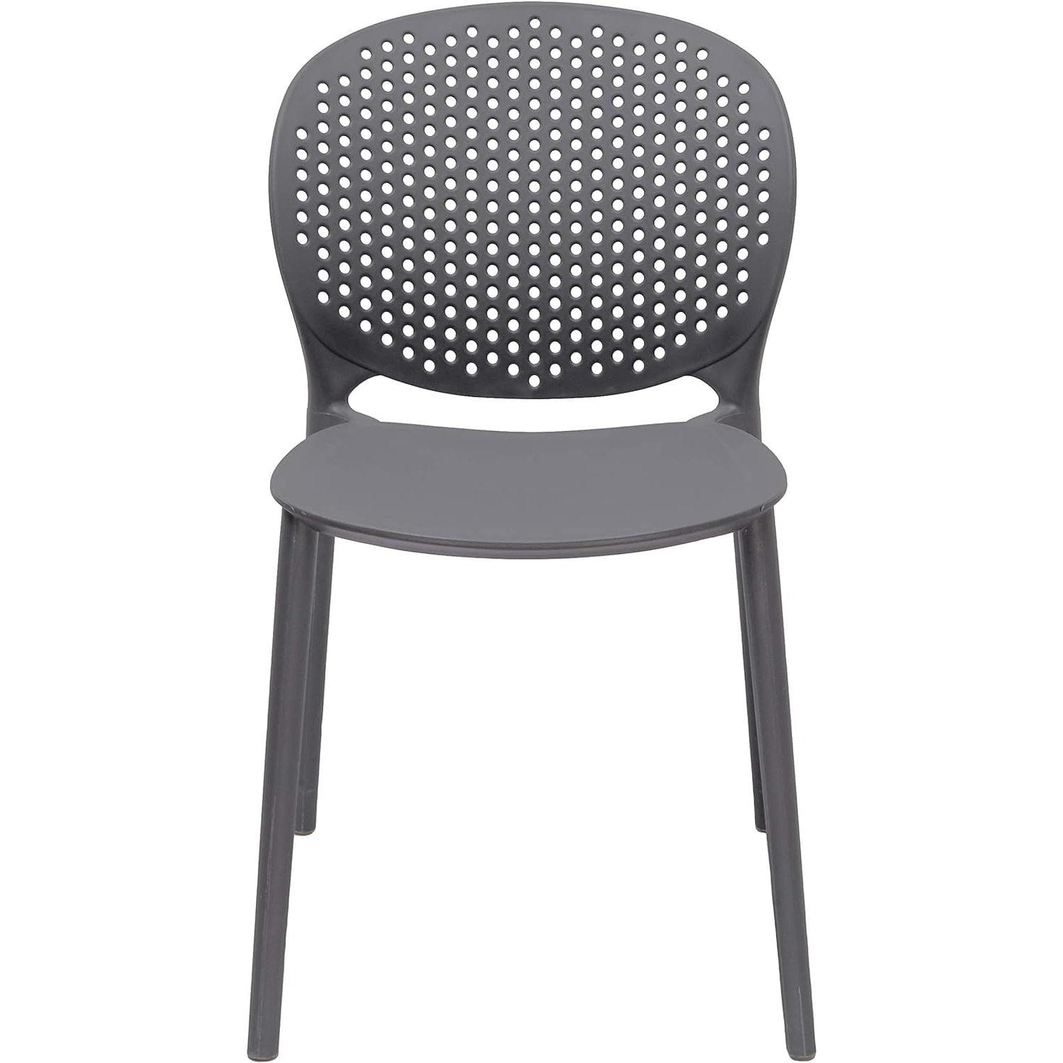 Dark Gray Armless Plastic Indoor Outdoor Dining Chair