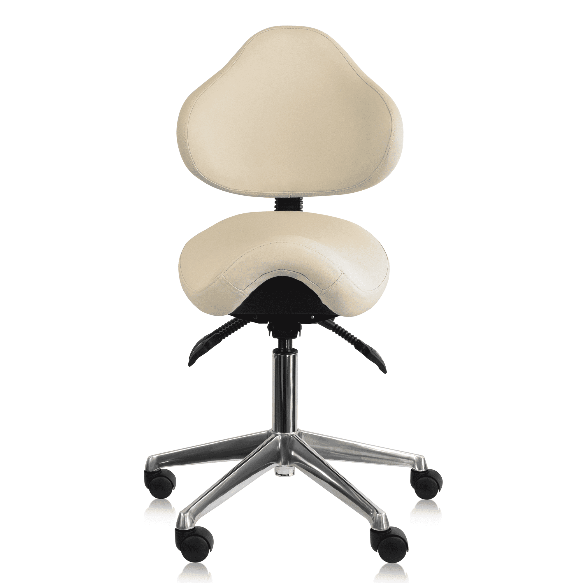 Beige Ergonomic Leather Swivel Task Chair with Backrest