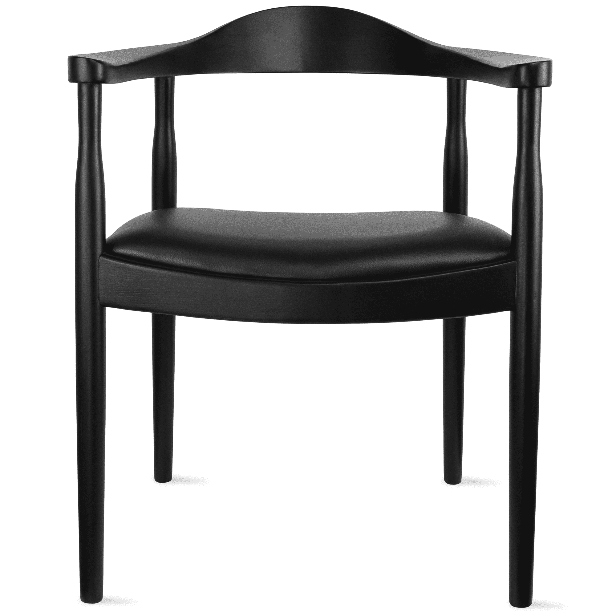 2xhome Solid Wood Farmhouse Dining Chair with PU Leather Cushion Seat - Kennedy Presidential Modern Accent Armchair for Kitchen Dining Room or Office, Black