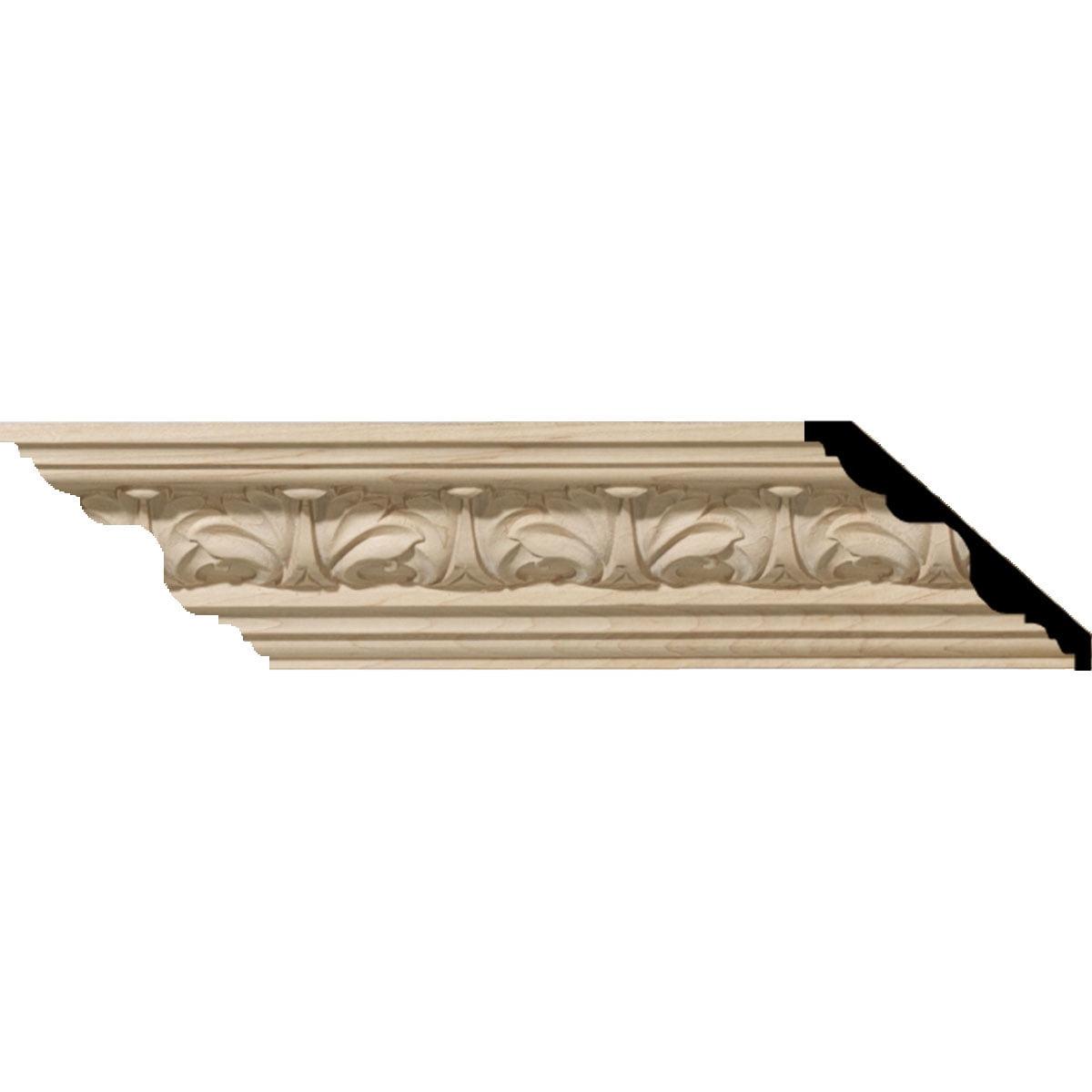 Ekena Millwork Acanthus Leaf Carved Wood Crown Moulding, Maple