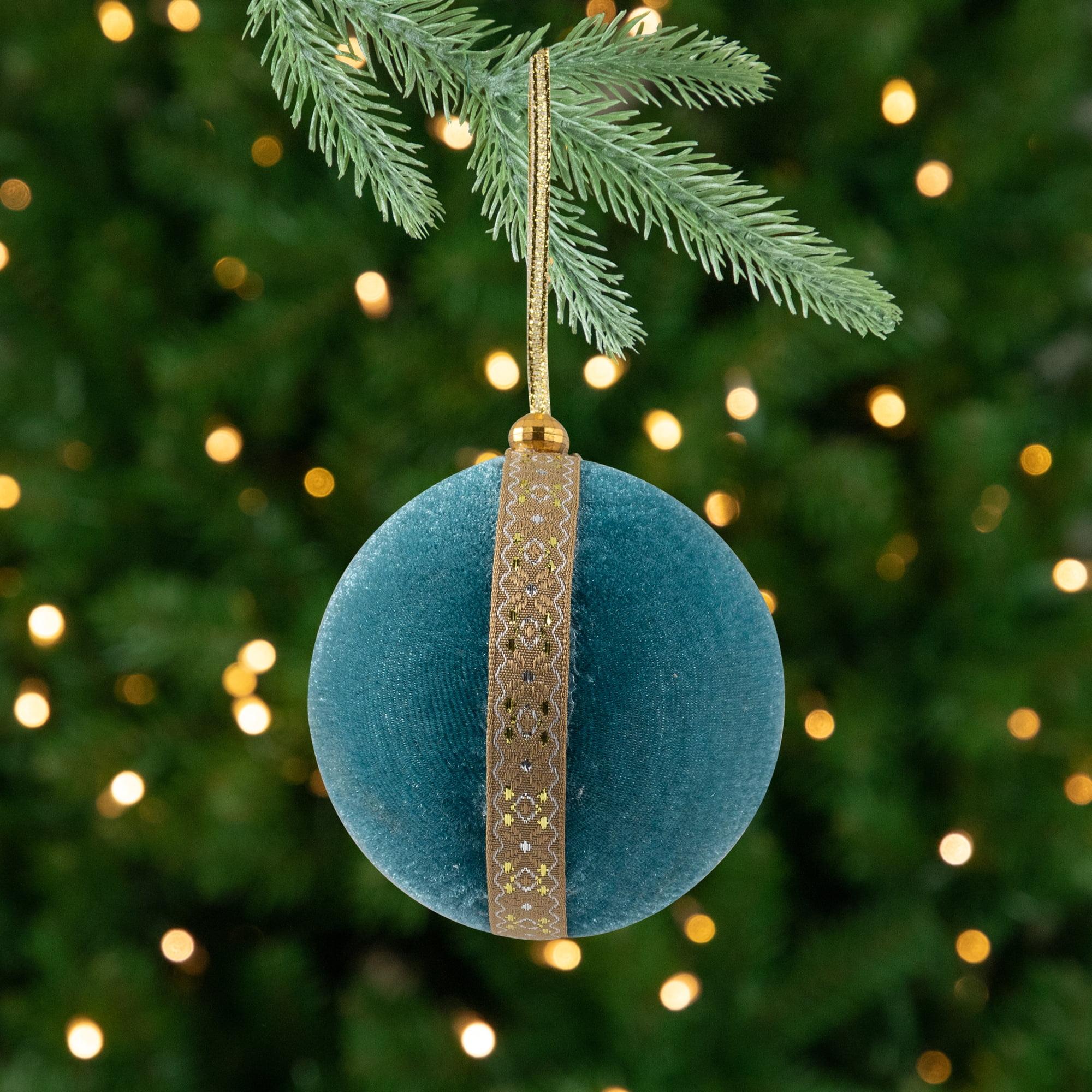 Northlight Velour Christmas Ball Ornament - 3.25" - Teal Green