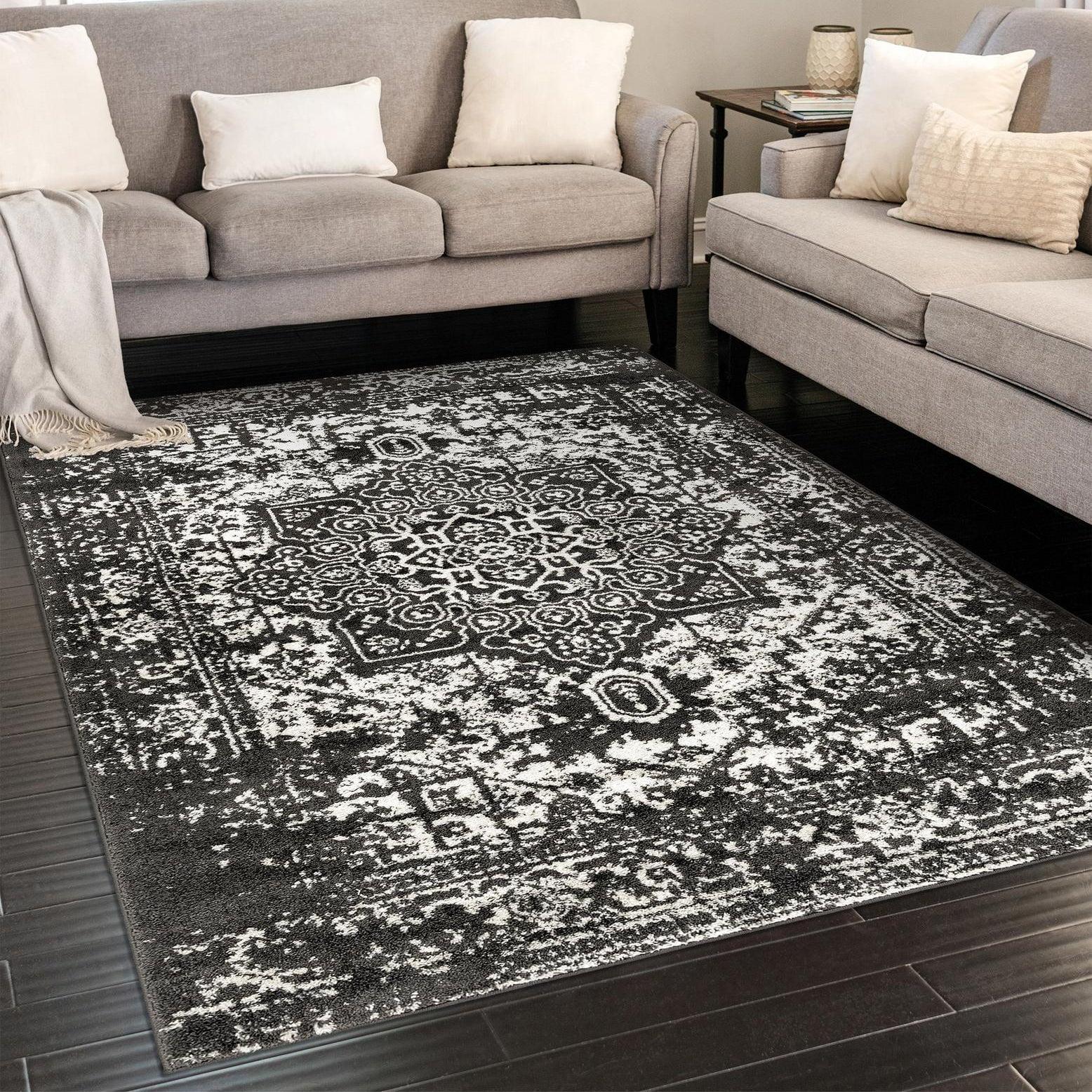 Unique Loom Richmond Collection Area Rug - Medallion (3' 3" x 5' 3" Rectangle Dark Gray/Ivory)