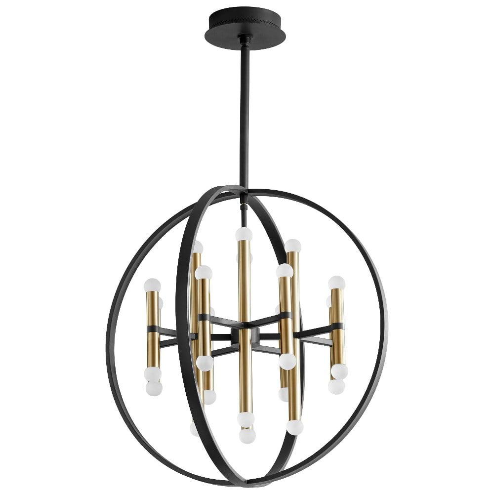 Nero Transitional Black and Aged Brass 24-Light LED Chandelier