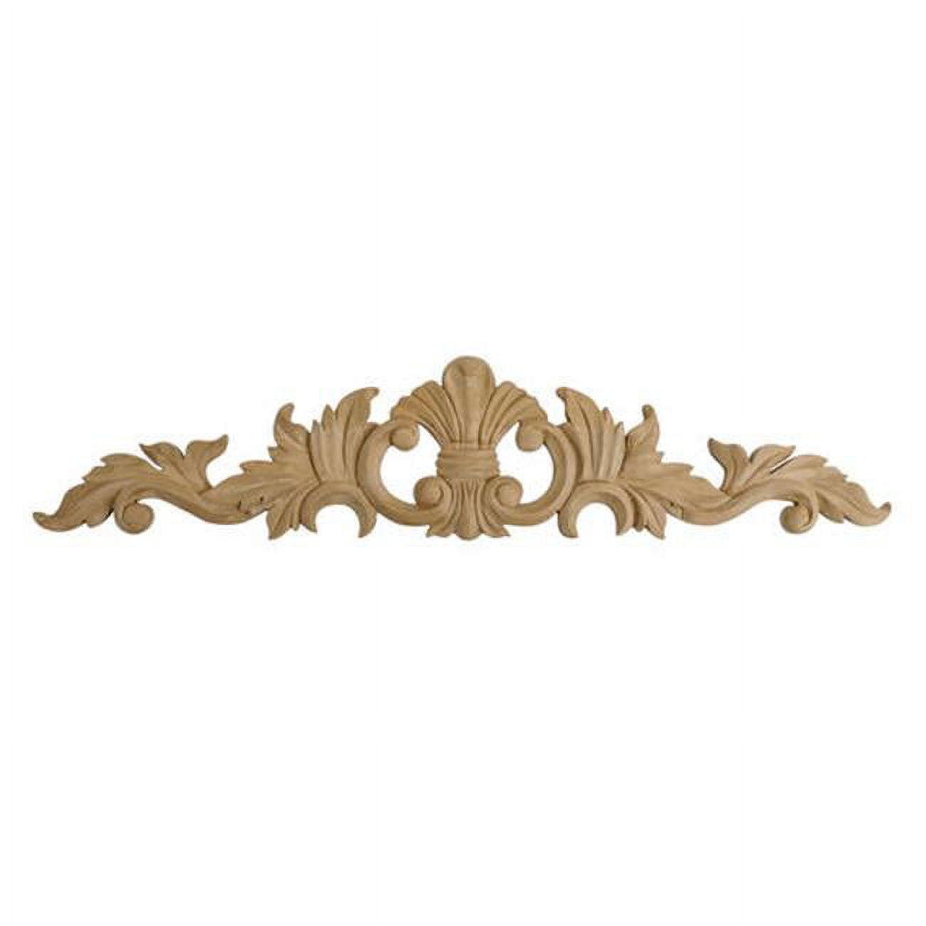 3-7/8 in x 18-1/4 in x 1/2 in Unfinished Wood Onlay Acanthus Wood Applique