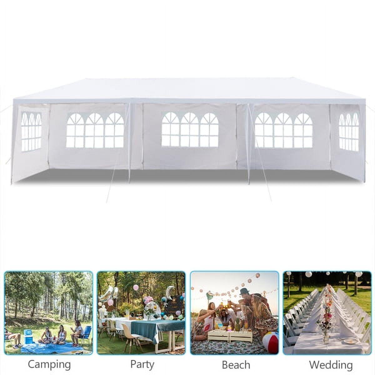 White 30' x 10' Outdoor Wedding Canopy Tent with 5 Sidewalls