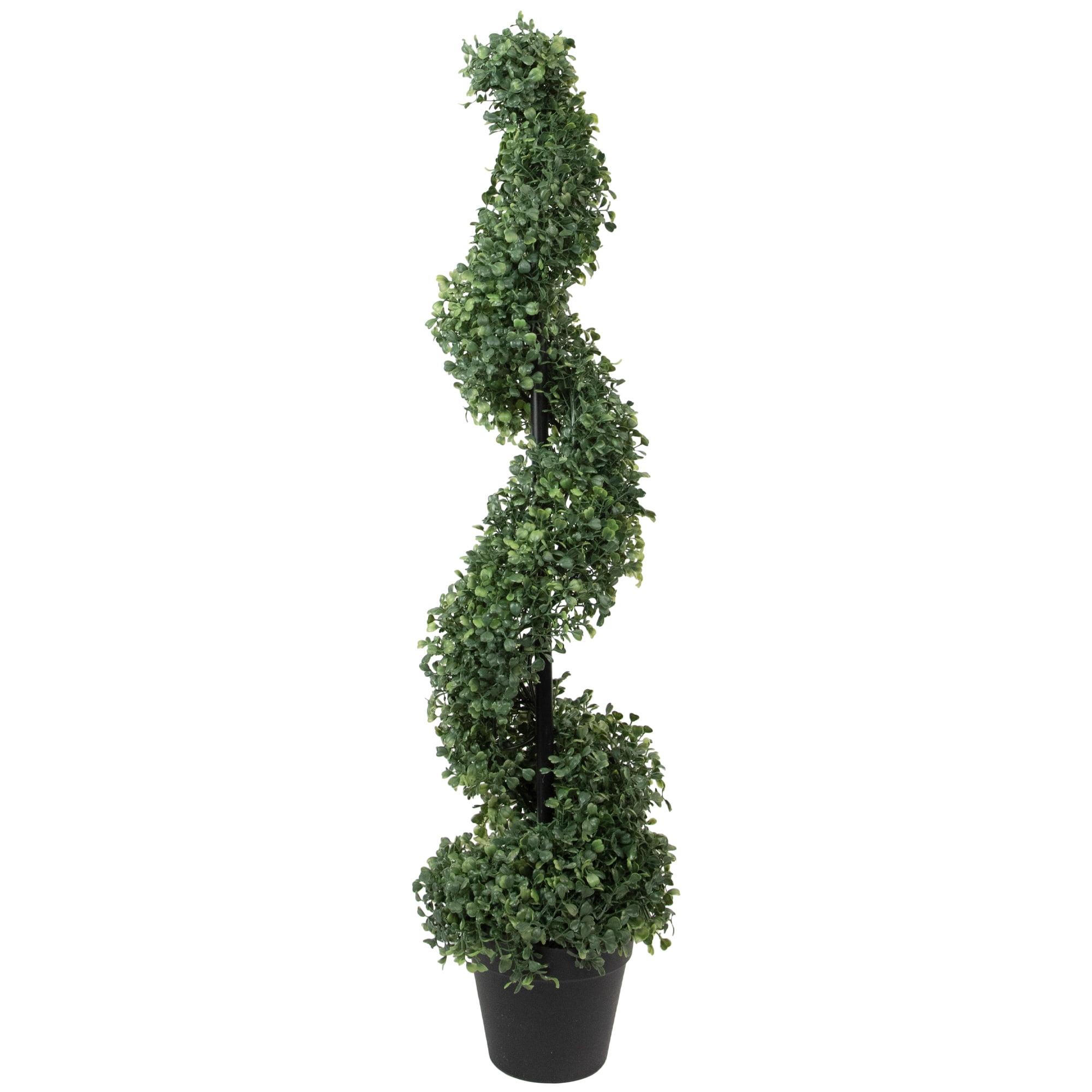 Northlight 3' Artificial Two-Tone Boxwood Spiral Topiary Tree with Round Pot, Unlit