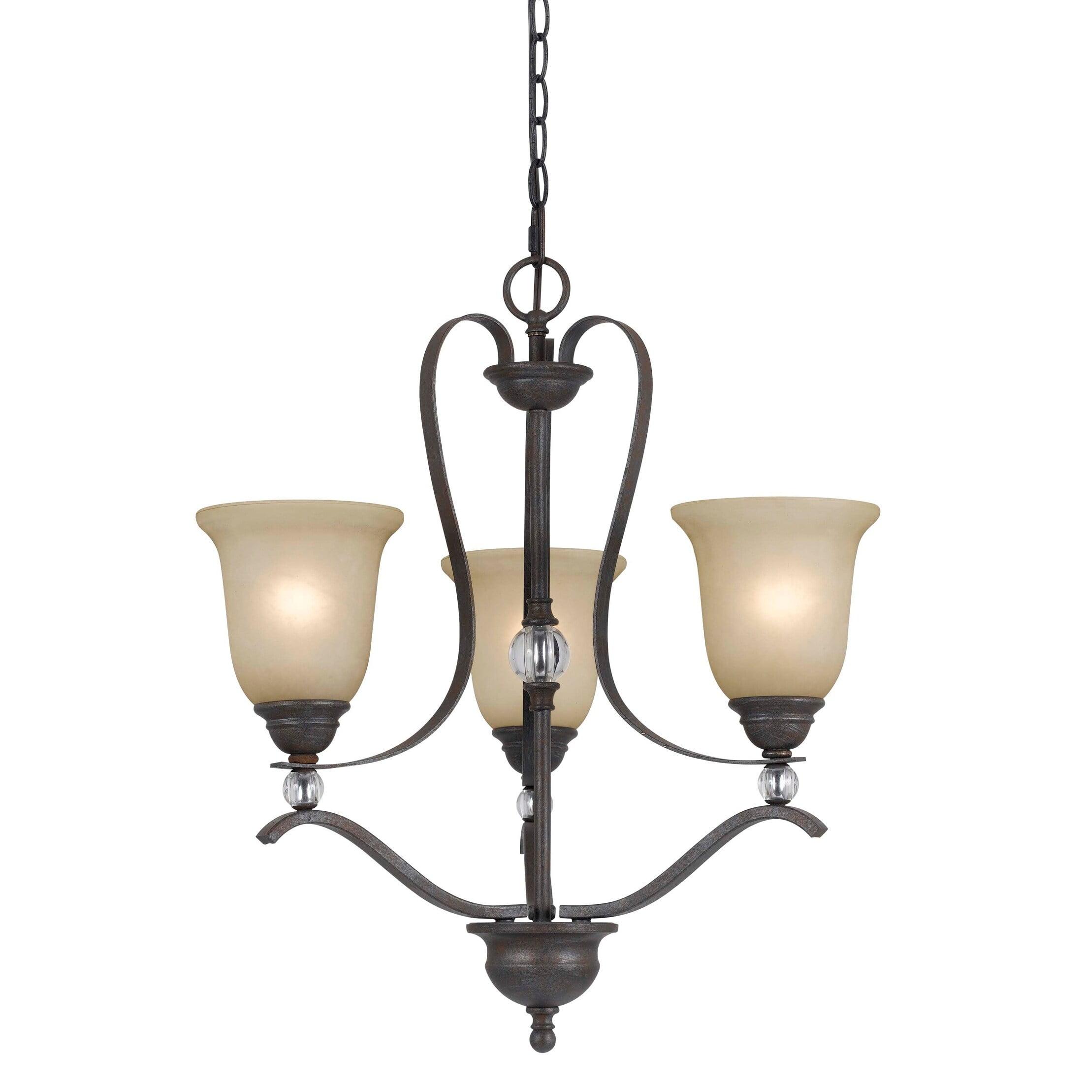 Elegant Gray and Bronze 3-Light Empire Chandelier with Faux Crystal Accents