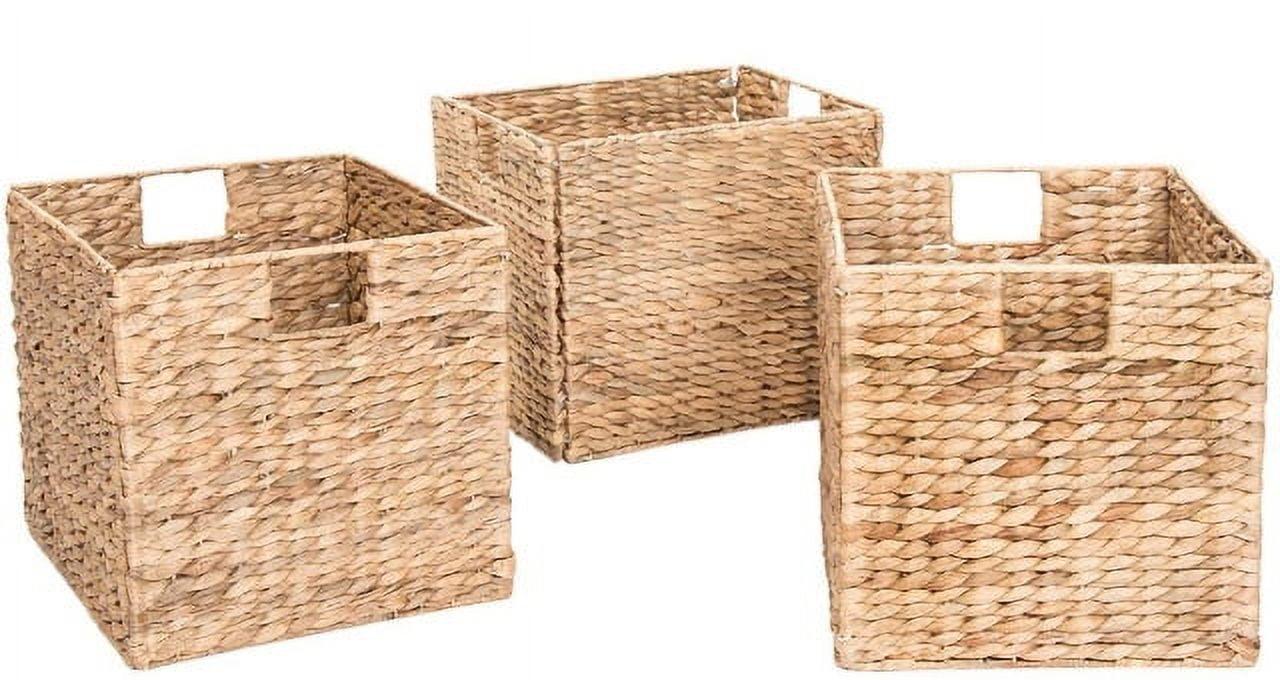 Natural Hand-Woven Water Hyacinth Wicker Storage Baskets, Set of 3