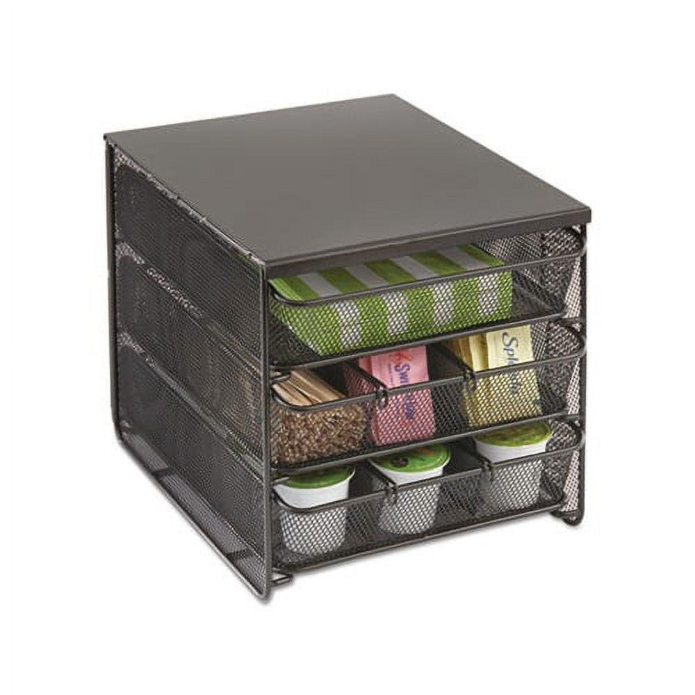 Black Steel 3-Drawer Food Storage Station