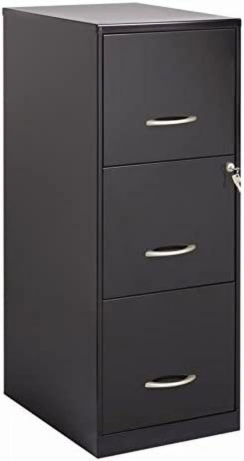 Black Iron 3-Drawer Lockable Vertical File Cabinet