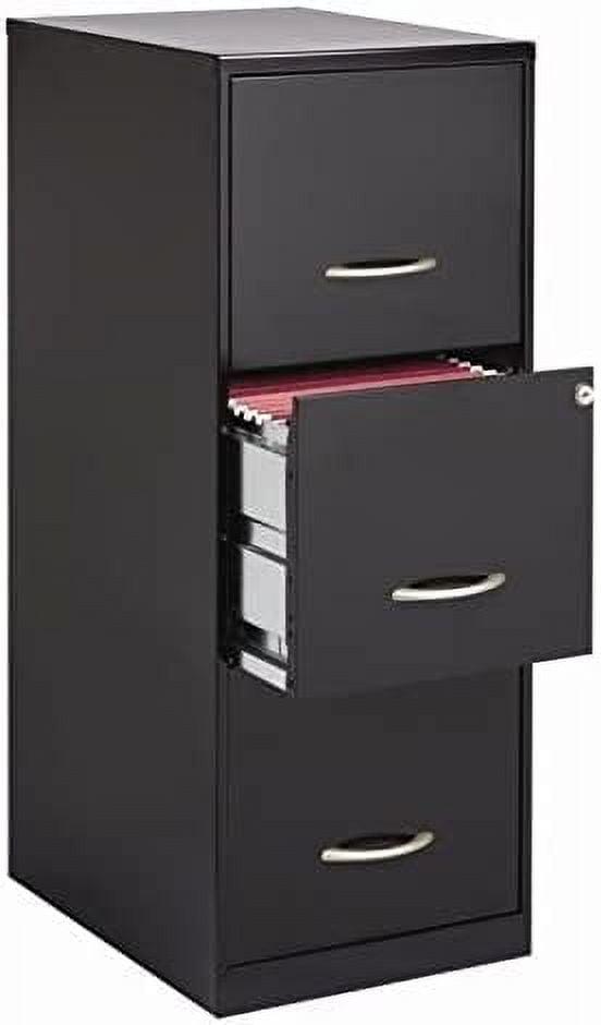 Black Iron 3-Drawer Lockable Vertical File Cabinet