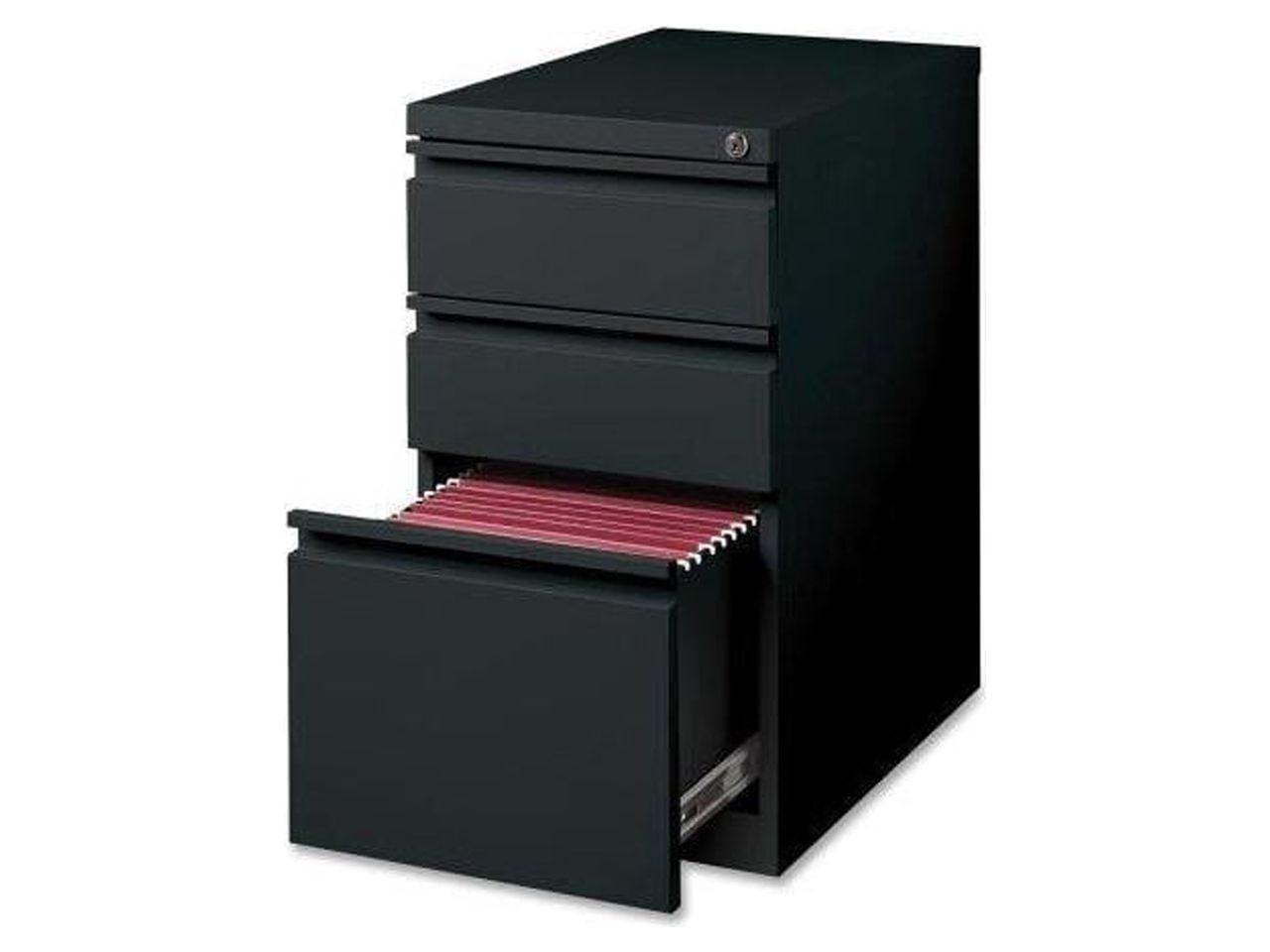 Sleek Black Steel 3-Drawer Lockable Mobile Pedestal File Cabinet