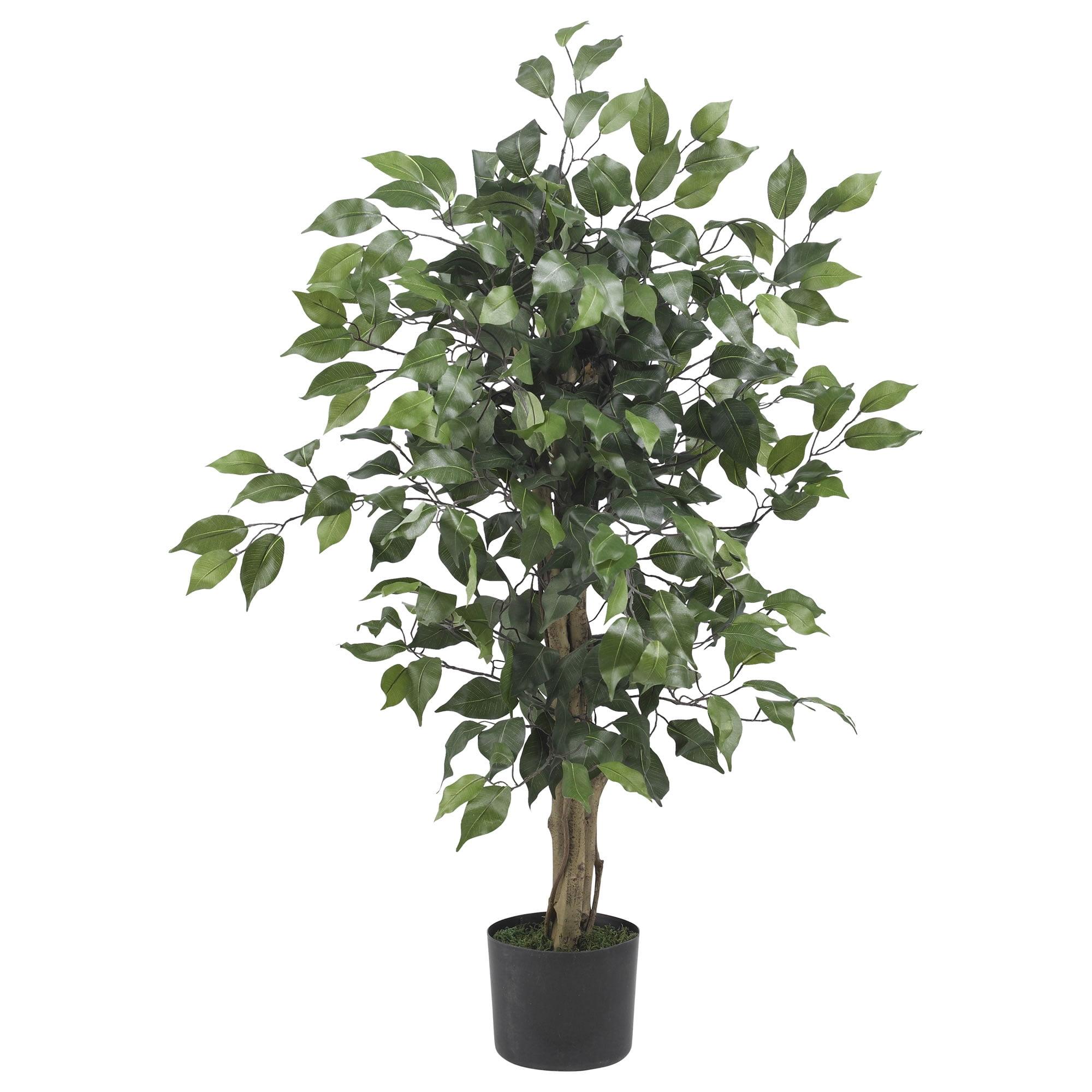 Elegant Ficus Silk Floor Plant in Black Pot, 35" Outdoor-Ready