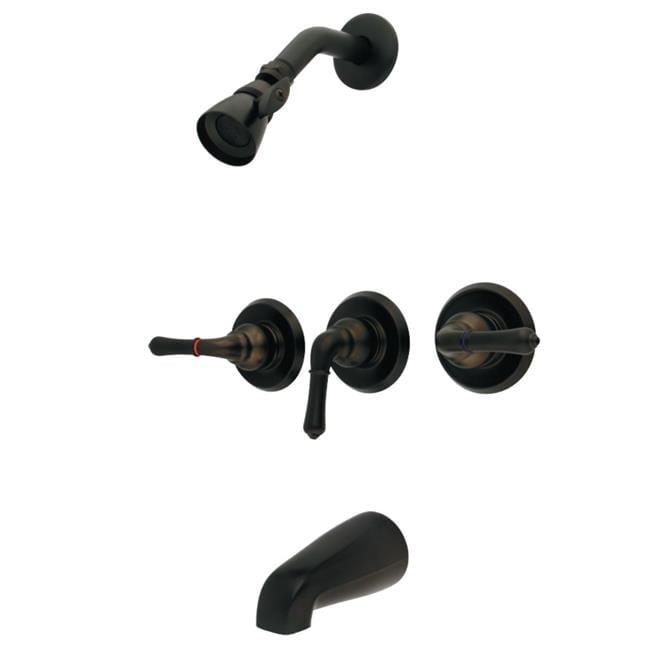 Kingston Brass GKB235 Kingston Brass Magellan Triple-Handle Tub and Shower Faucet
