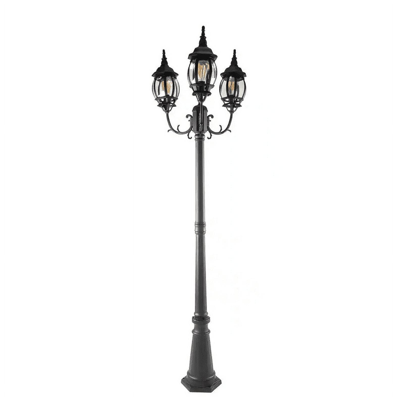 Black Cast Aluminum 3-Head Outdoor Post Light