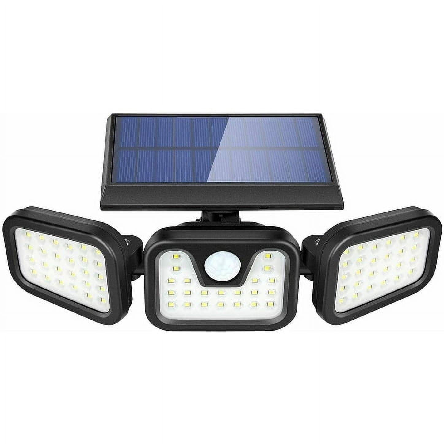 LIJCC Solar Wall Light,Solar Lights Outdoor 74Led 650Lm Cordless Led Solar Motion Sensor Lights 3 Adjustable Heads 270° Wide Angle Ip65 Led Flood Light