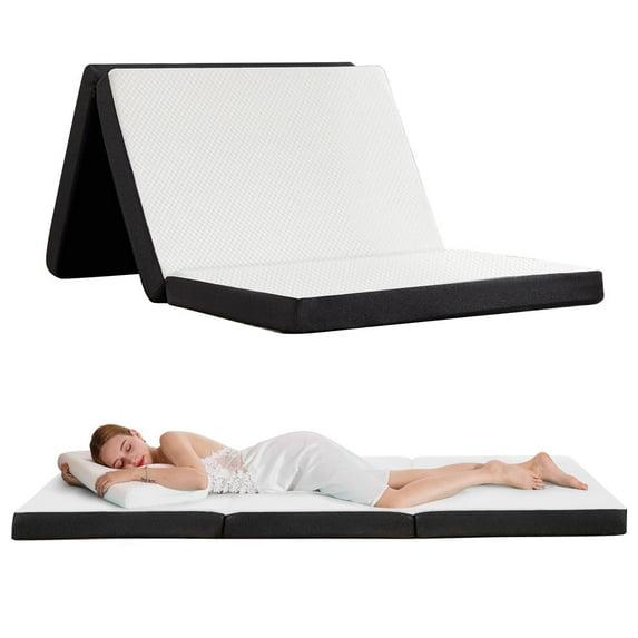 3-inch Twin XL Size Tri-Fold Memory Foam Mattress Topper with Removable Cover, Portable & Folding for Guest Bed, Camping, Travel and RV Use