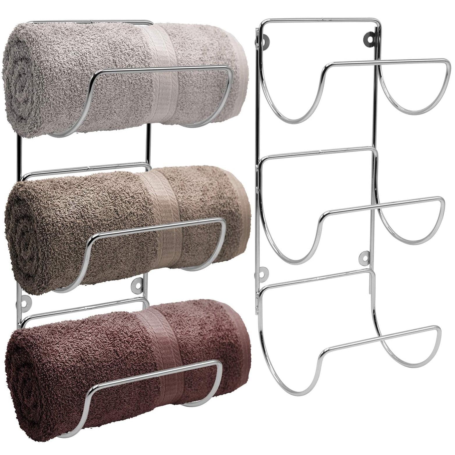 Silver Wall Mounted 3-Level Iron Towel Rack