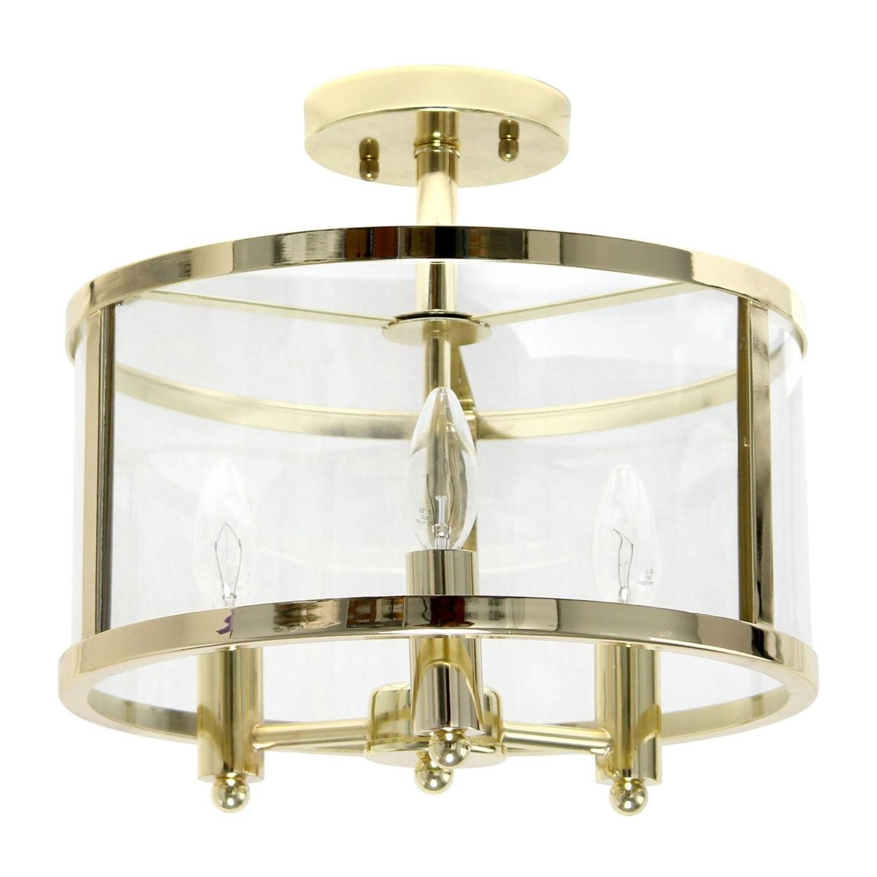 Vintage Gold 13'' Glass Semi-Flushmount Ceiling Light with Iron Accents