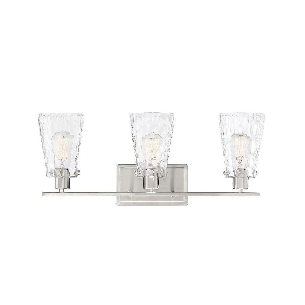 Satin Nickel 3-Light Cylinder Vanity Fixture with Clear Glass Shades