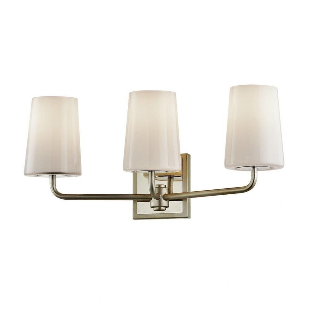 Silver 3-Light Bathroom Vanity Fixture with Glass Shades