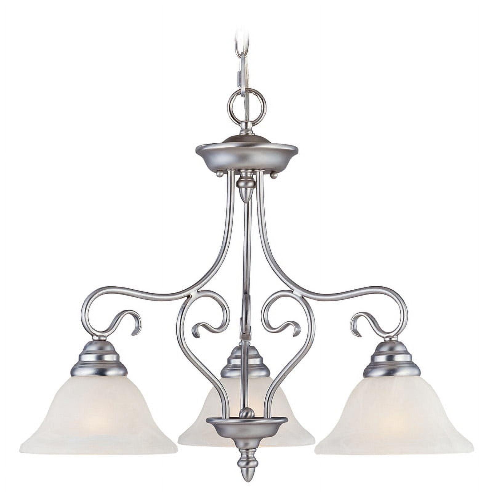 24" Brushed Nickel and Alabaster Glass 3-Light Chandelier