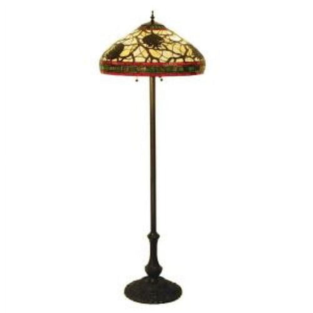 Burgundy Pinecone Elegance 63" Tiffany-Style Floor Lamp