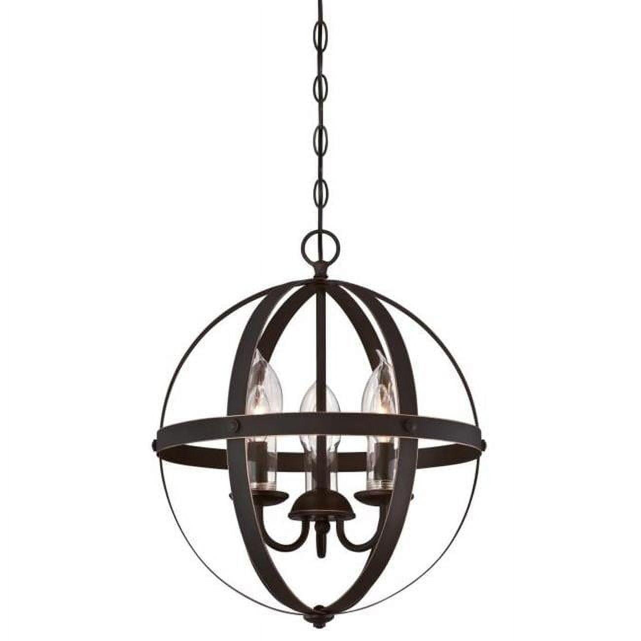 3 Light Chandelier & Clear Glass Candle Covers, Oil Rubbed Bronze & Highlights