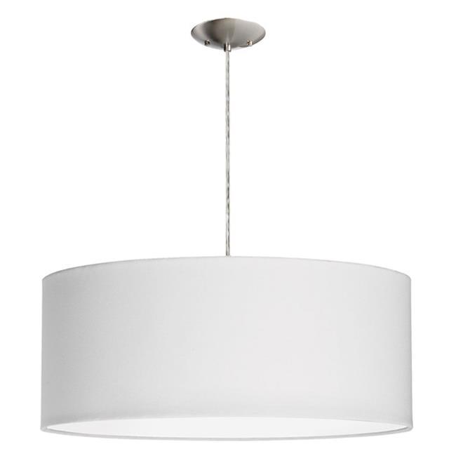 Chrome 22" Drum Pendant Light with White Shade