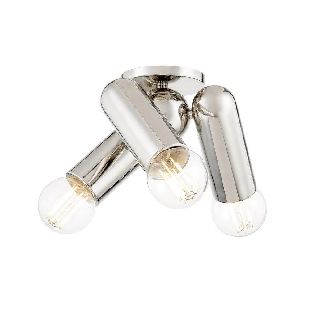 Mitzi Lolly Sleek 3-Light Indoor/Outdoor Flush Mount in Polished Nickel