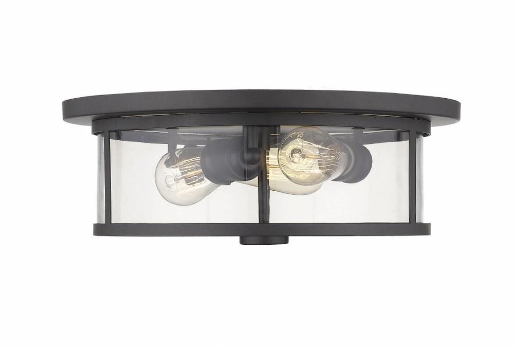 3 Light Flush Mount In Midcentury Style 15.75 Inches Wide By 6.25 Inches High-Bronze Finish-Clear Glass Color Z-Lite 462F16-Brz