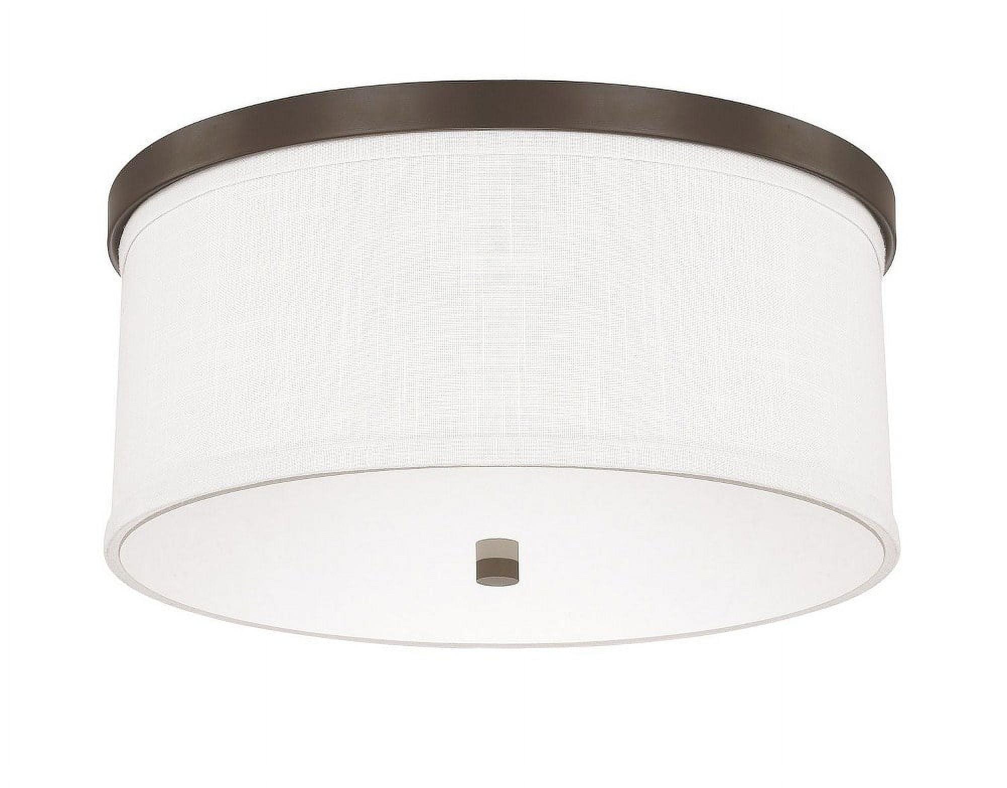 Burnished Bronze 15.75" Flush Mount with White Fabric Shade