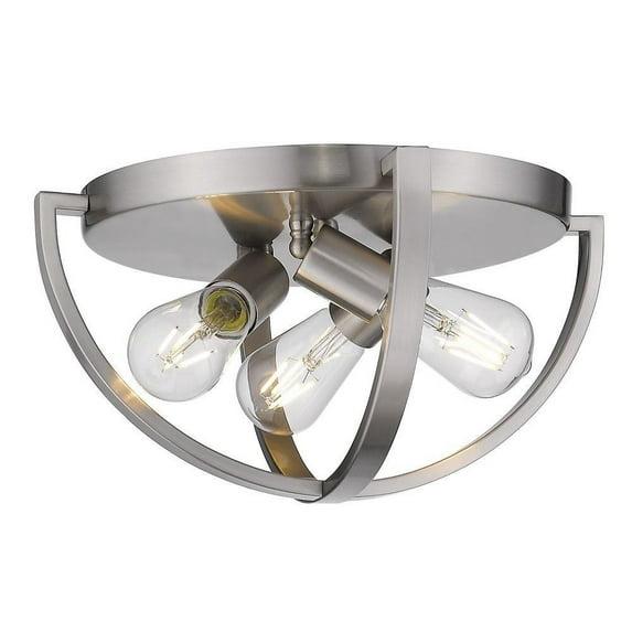Golden Lighting Colson 3-Light Flush Mount in Pewter