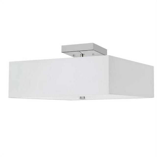 Dainolite SRN-143SF-PC-WH 3 Light Incandescent Semi-Flush with White Shade, Polished Chrome