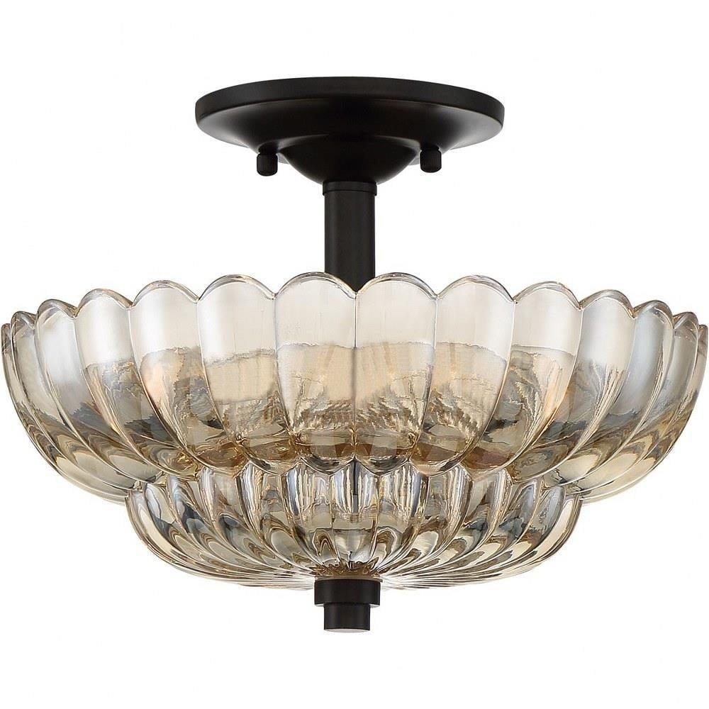 Alaina 3 Light Glass Semi Flush Mount