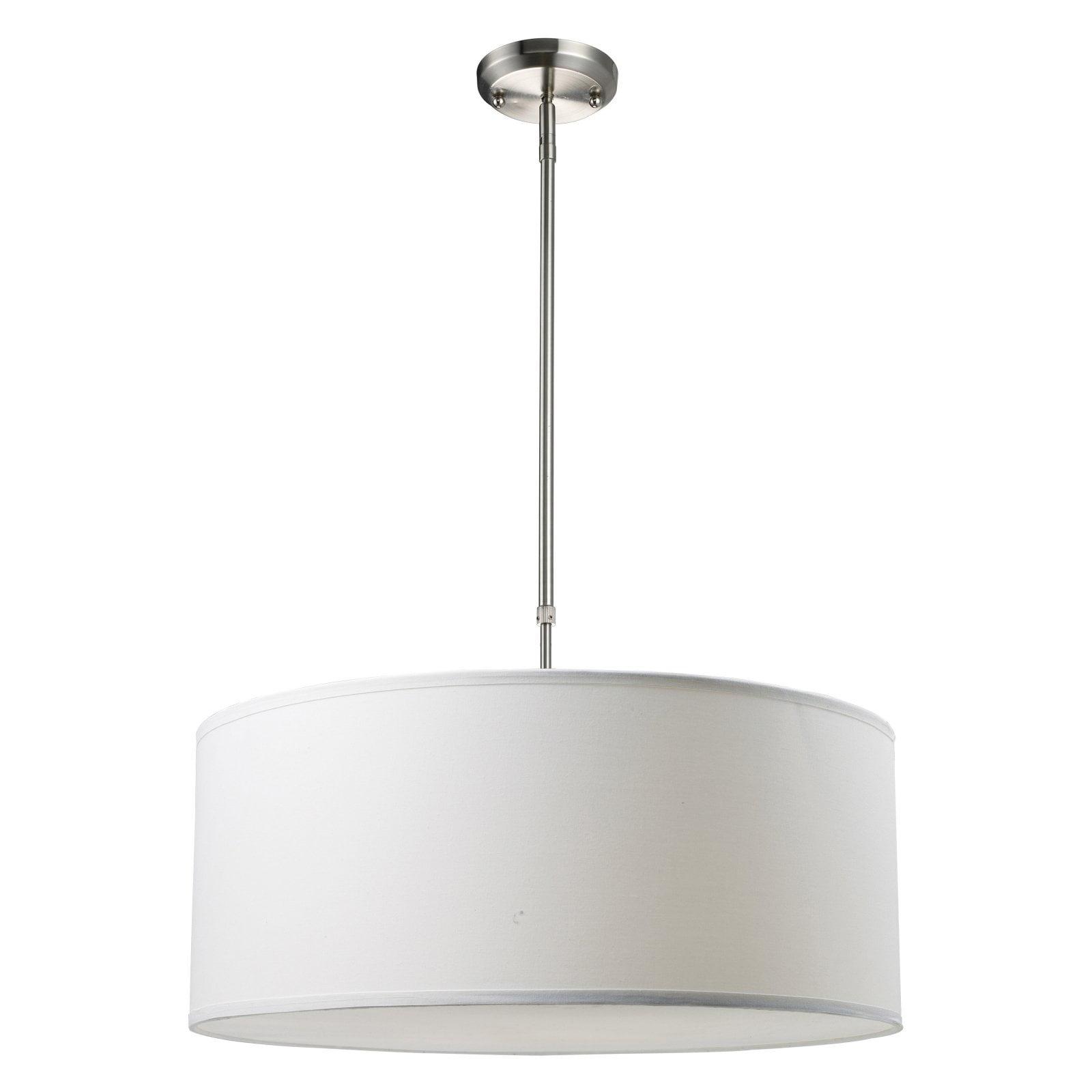 Contemporary 24" Brushed Nickel Drum Pendant with Textured Linen Shade