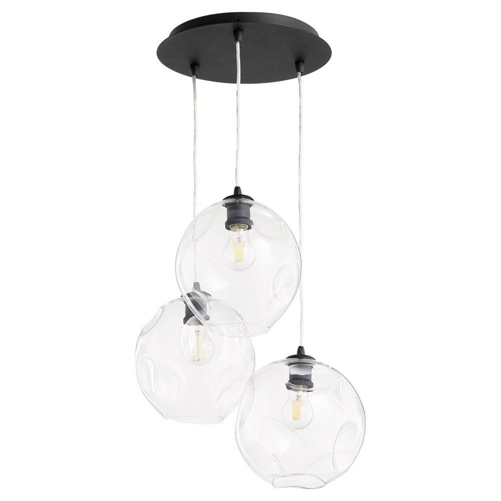 23.86" Black Glass Globe Pendant Light