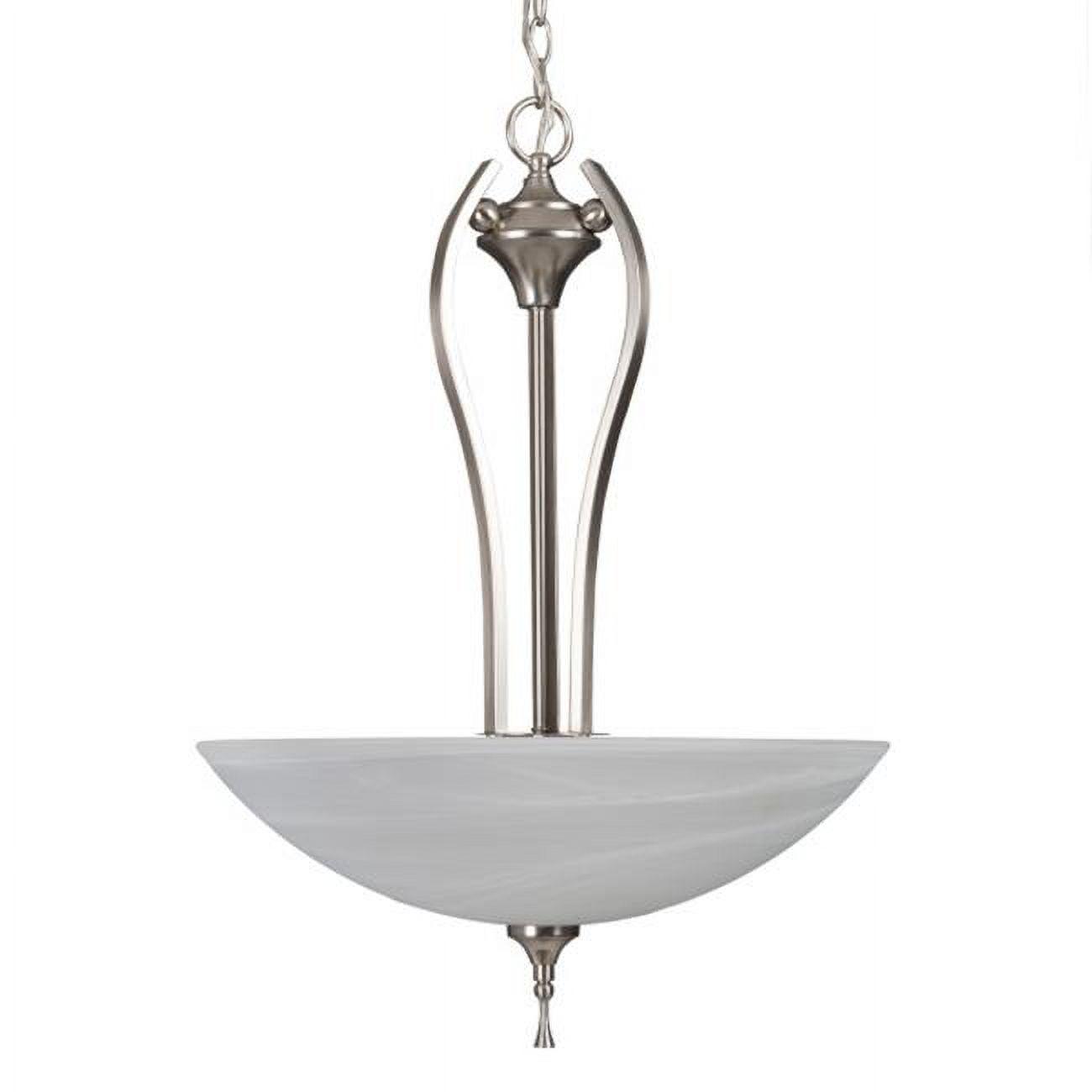 Glacier Point Satin Nickel 3-Light Pendant with Ivory Cloud Glass