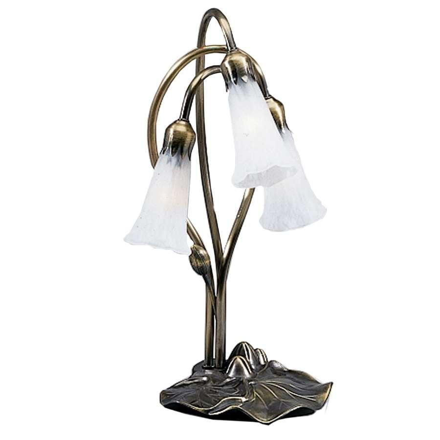 Winter White Tiffany Pond Lily 16" Mahogany Bronze Table Lamp