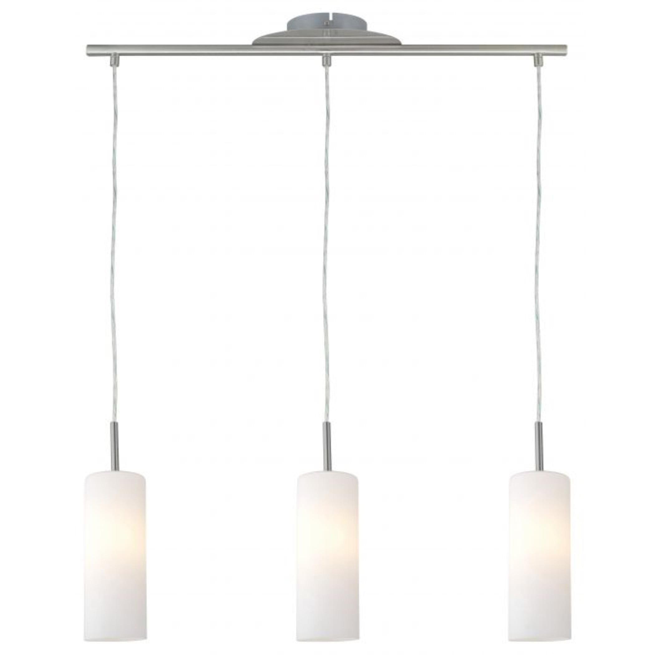 Eglo Troy 3 Matte Nickel 59" Linear Island Pendant with White Glass