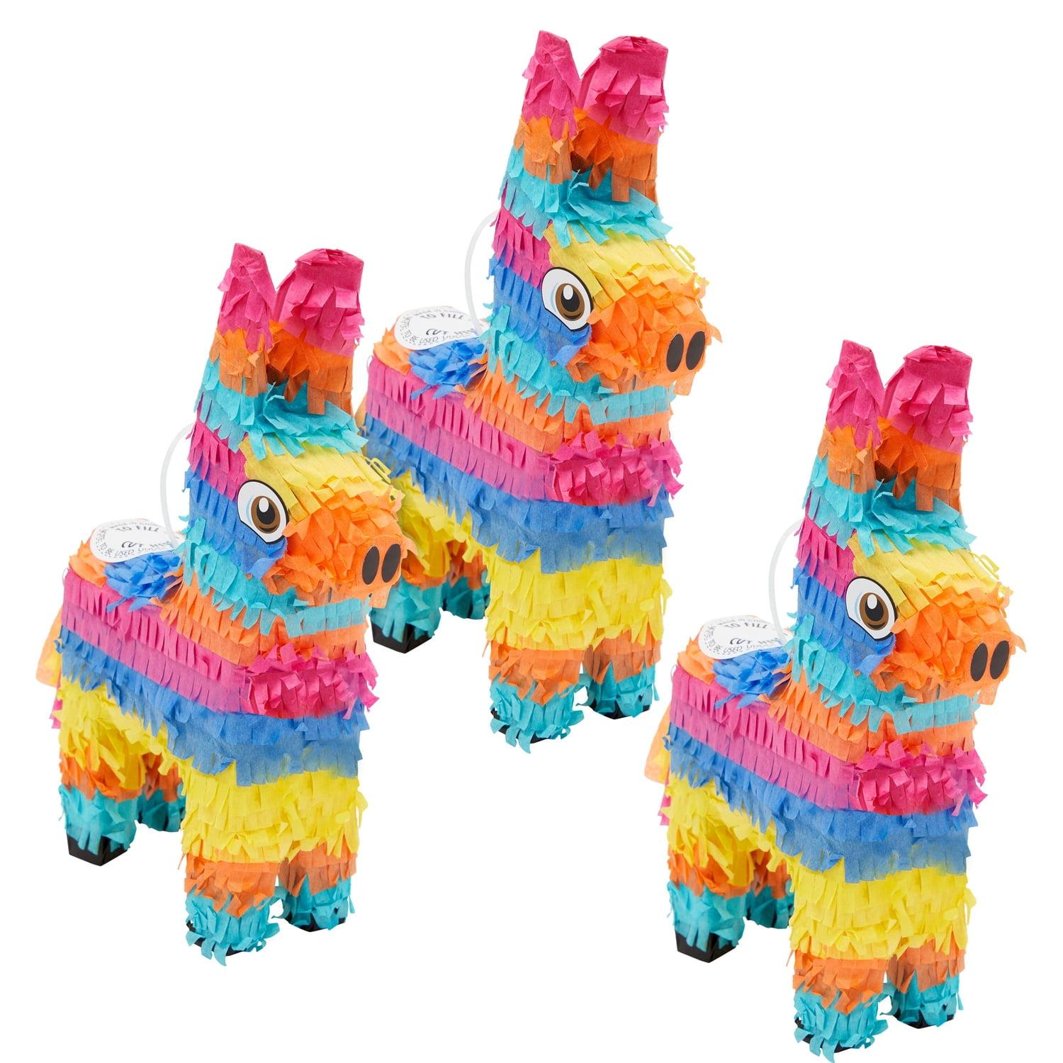 Blue Panda 3 Pack Mini Donkey Pinata for Cinco de Mayo Fiesta, Kids Birthday Party Supplies, 5.5 x 9.25 x 2.15 in