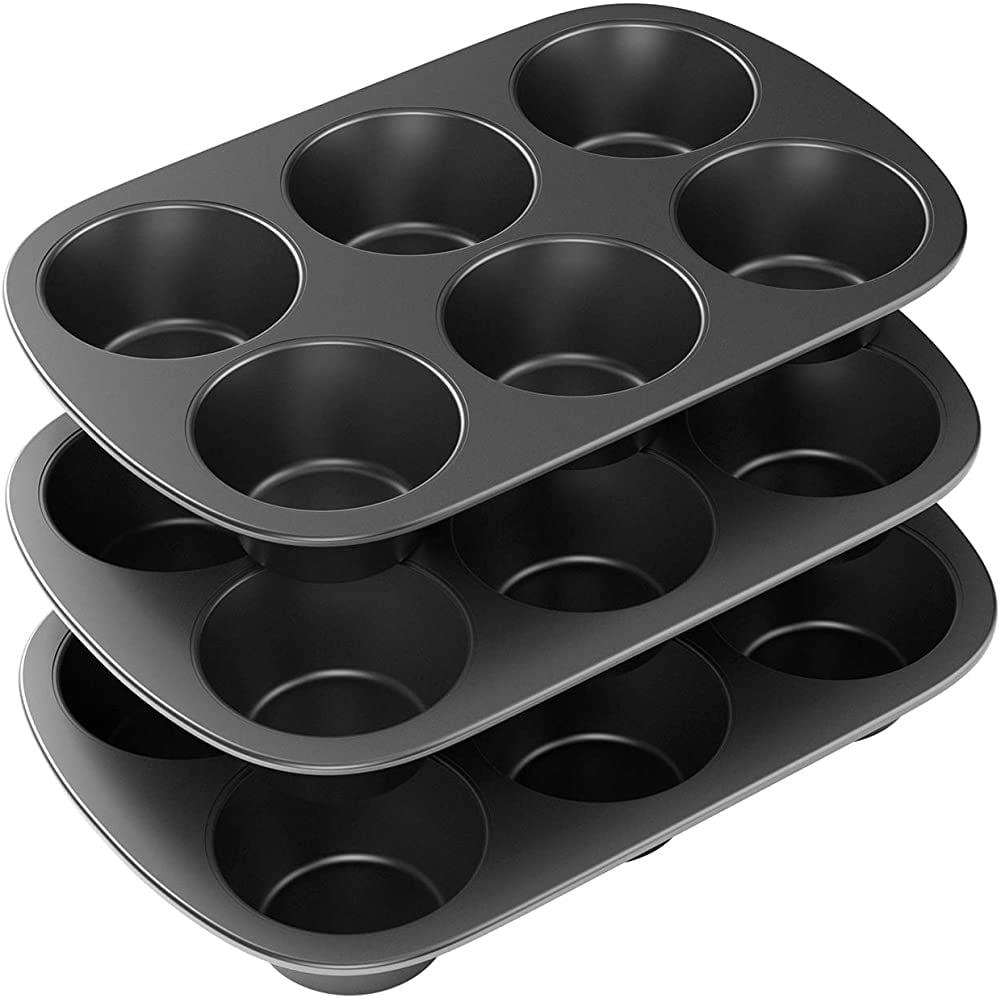 Jumbo Non-Stick Carbon Steel 6-Cup Muffin Pan Set