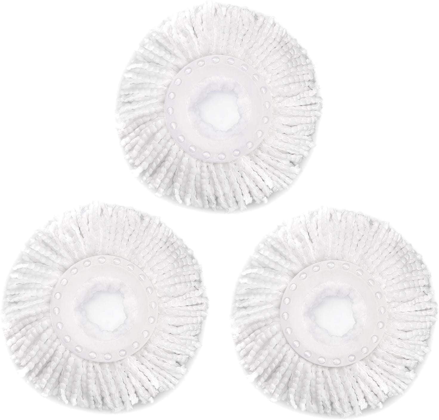 3 Pack White Microfiber Spin Mop Replacement Heads