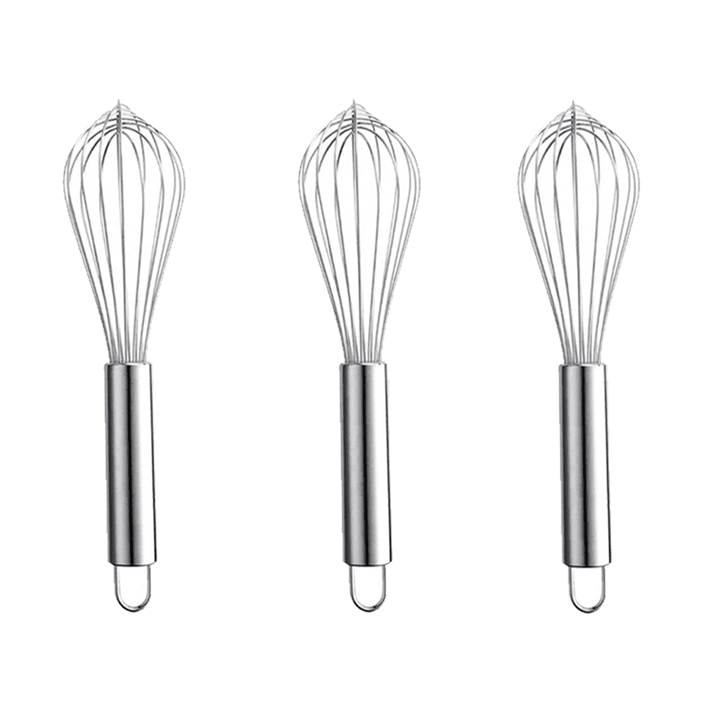 3Pcs 304 Stainless Steel Whisk Set, Professional Balloon Whisks for Kitchen Cooking, Perfect For Blending, Whisking, Baking, Beating, (8" +10"+ 12")