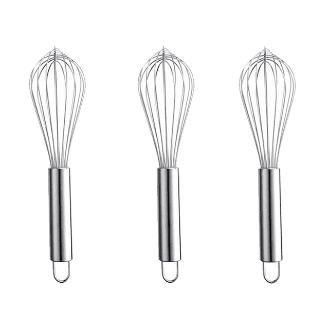 3Pcs 304 Stainless Steel Whisk Set, Professional Balloon Whisks for Kitchen Cooking, Perfect For Blending, Whisking, Baking, Beating, (8" +10"+ 12")