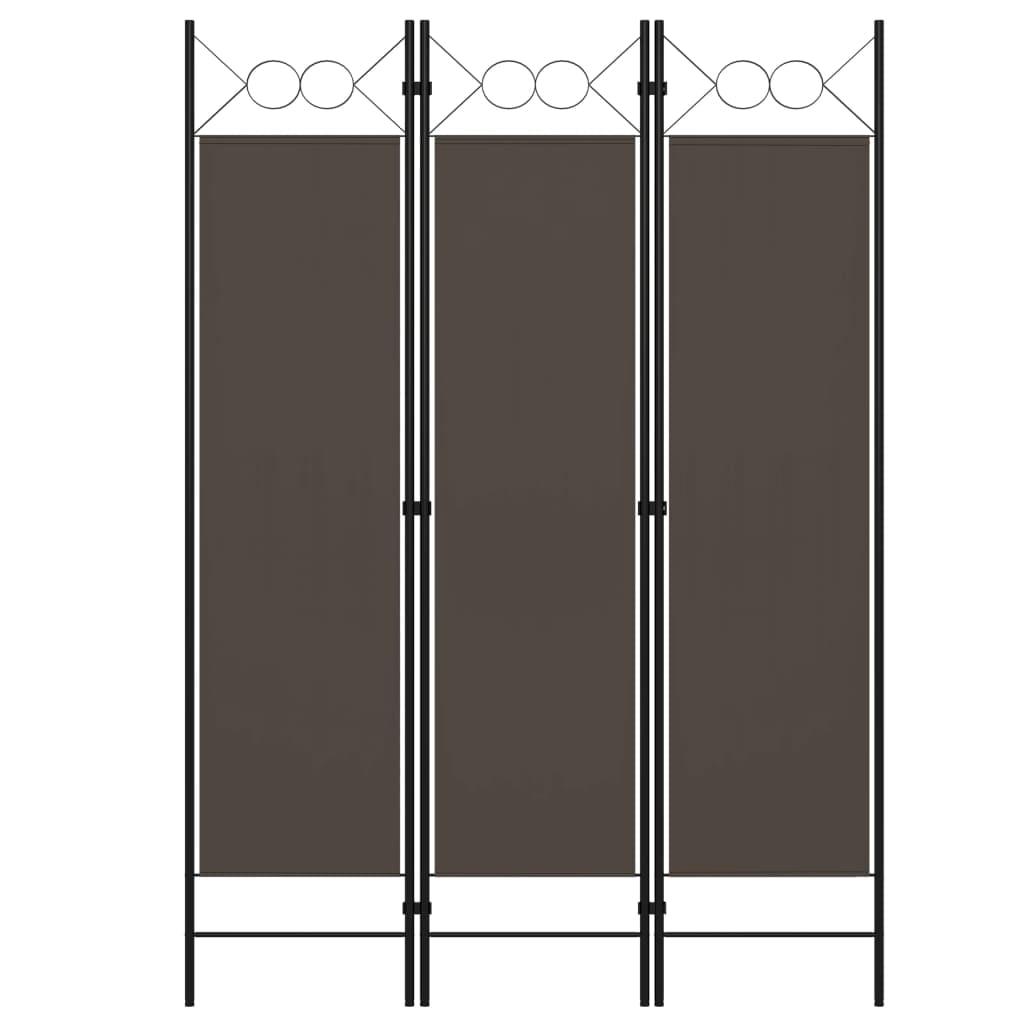 Anthracite 3-Panel Fabric and Iron Room Divider