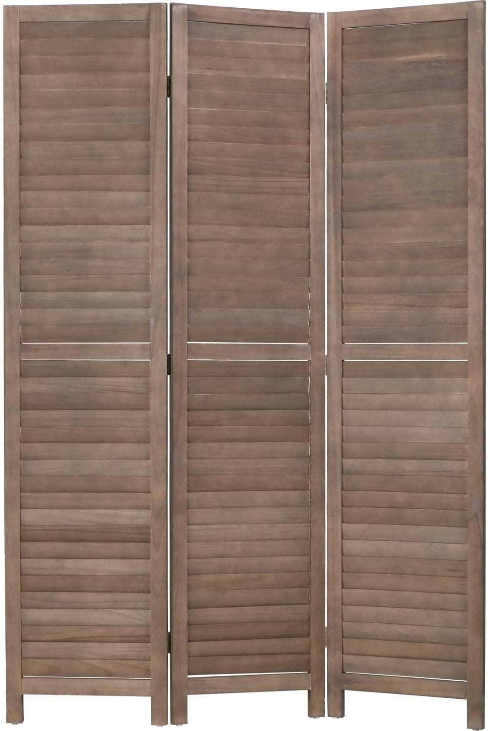 Brown 3-Panel Folding Wood Privacy Room Divider