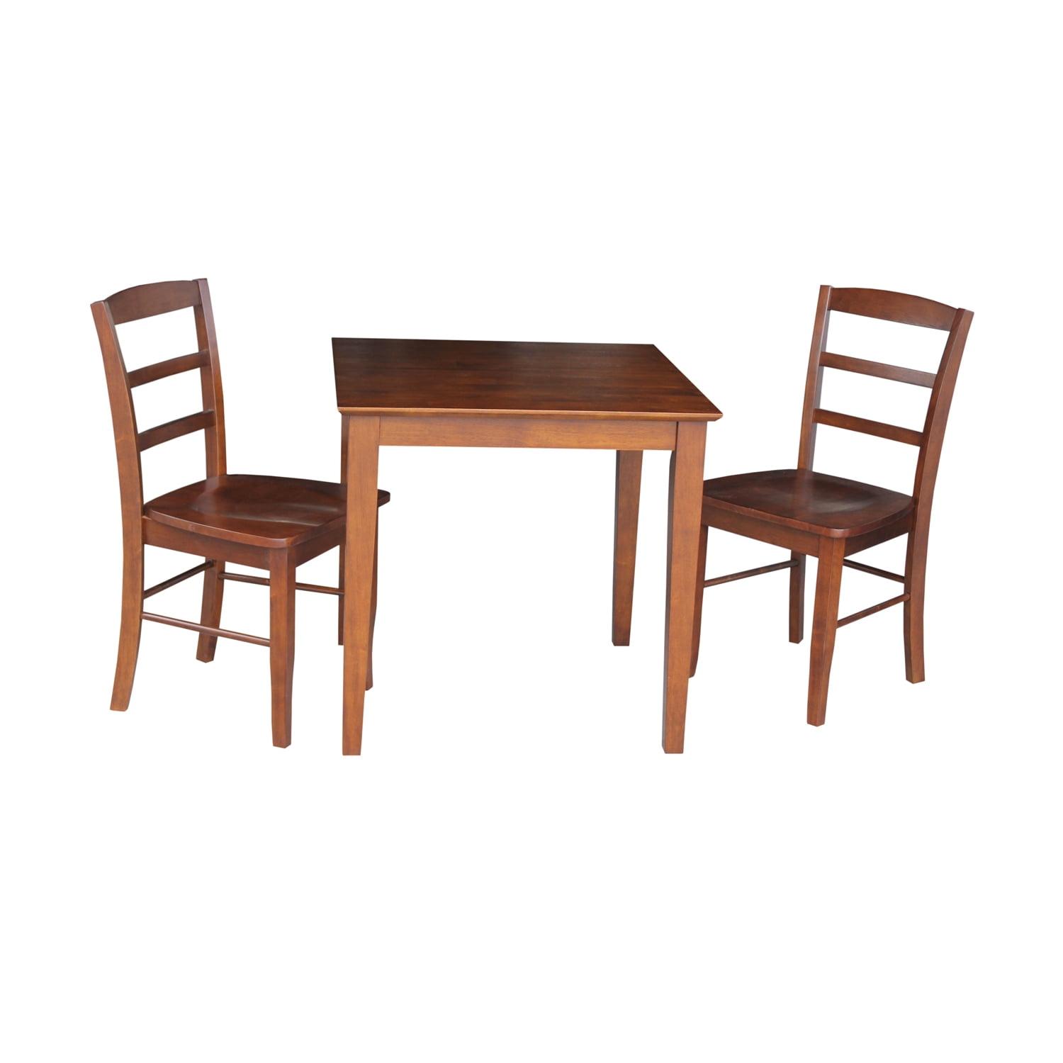 Set of 3 30" X 30" Dining Table with 2 Madrid Chairs Brown - International Concepts